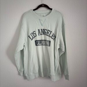Aerie Women's Size Medium Blue Los Angeles Waffle Knit Pullover Sweater